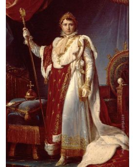 The french emperor Napoleon in coronation robes from a painting by François Gérard