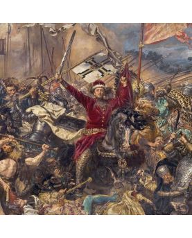 Imponujący obraz "Bitwa pod Grunwaldem" Jana Matejki na wystawie w warszawskim Muzeum Narodowym.