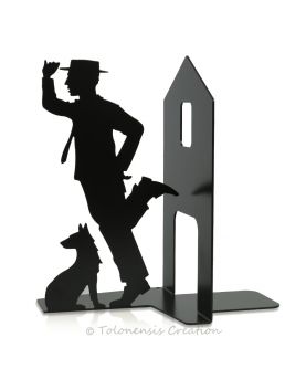 Fermalibro Buster Keaton. Creazione in metallo realizzata nell'Unione Europea. Altezza 19 cm