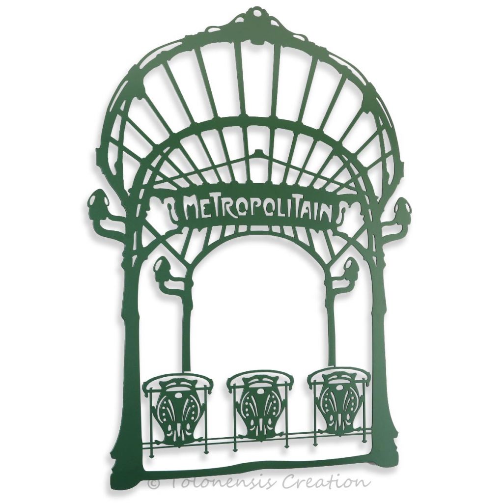Wall decoration Art Nouveau Metropolitain. Height 86 cm. Steel laser cut