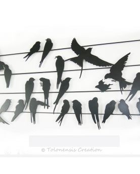 Close up of the metal decoration Birdy. Quality metal ornament made using laser cutting
