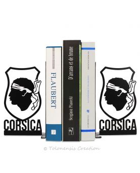 Serre-livres Corsica sur le thème de la Corse avec la tête de Maures. Hauteur 19 cm