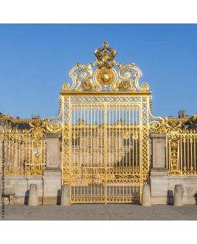 Lanscape of the gilded gates of the palace of Versailles