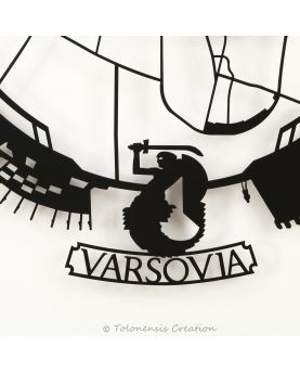 Wall ornament Little Planet Varsovia with a close-up of the mermaid of Warsaw. Decoration made using steel laser cut