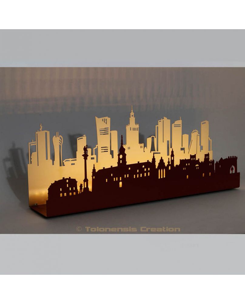 The Led lamp Varsovia in the sunset. Width 50 cm