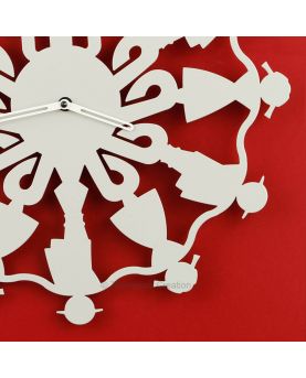 Close-up of the clock Polish folk Gorals. Diameter 40 cm. Steel Laser-cut.