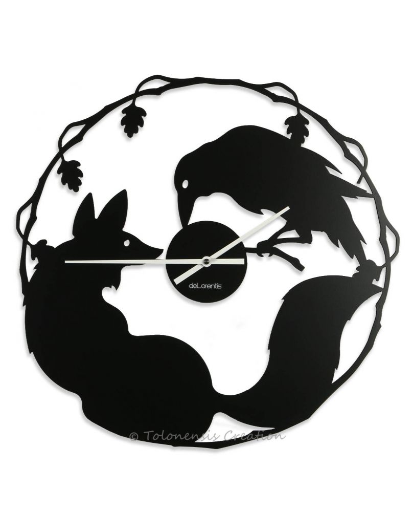 Magnificent clock the fox and the crow from the fable by Jean de la Fontaine. Diameter 40 cm Magnificent clock the fox and the crow from the fable by Jean de la Fontaine. Diameter 40 cm