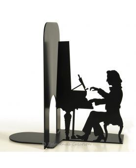 Bookend Chopin with his pianoforte. Steel laser cut. Height 19 cm