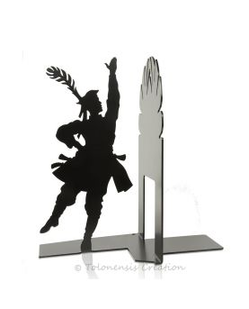 Fermalibro Krakowiak del folklore polacco, nero. Altezza 19 cm