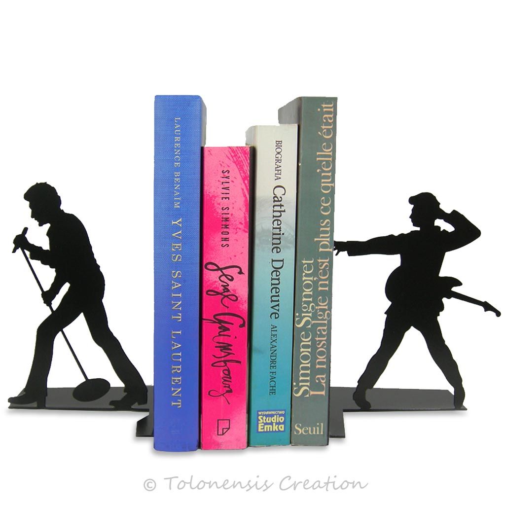Bookends Johnny Hallyday the French rocker. Height 19 cm