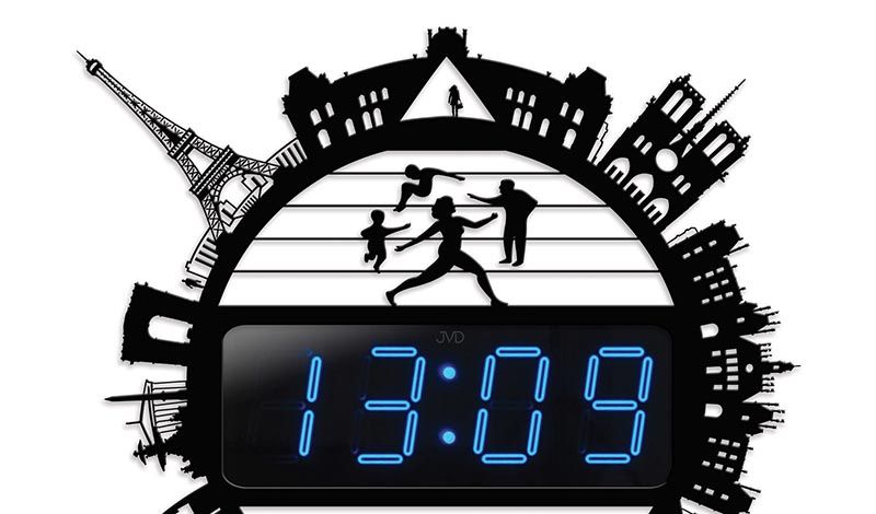 Wandschmuck Little Planet Paris mit einer Digitaluhr ausgestattet